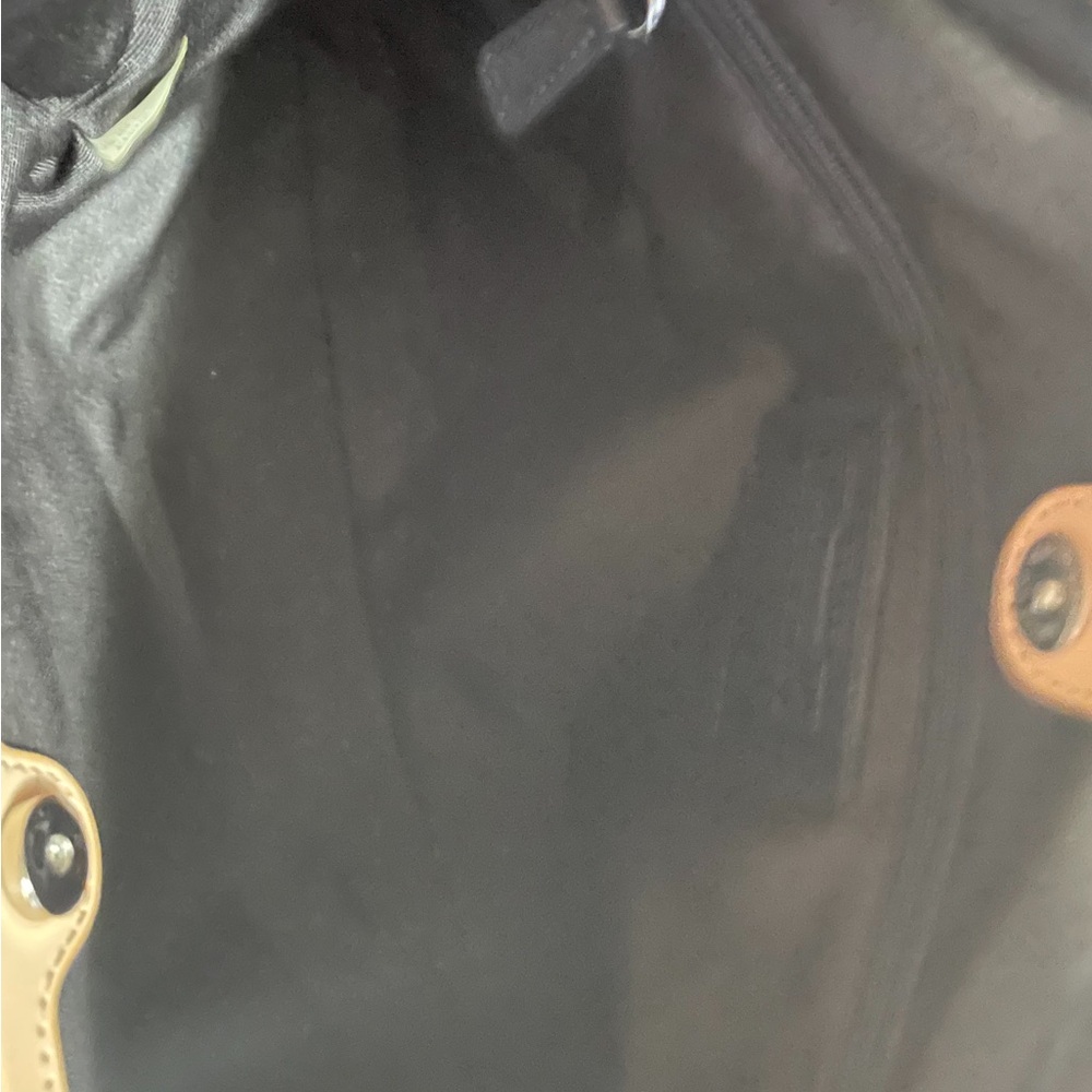 Coach Black and Tan Signature Tote with Leather Trim - Picture 8 of 10